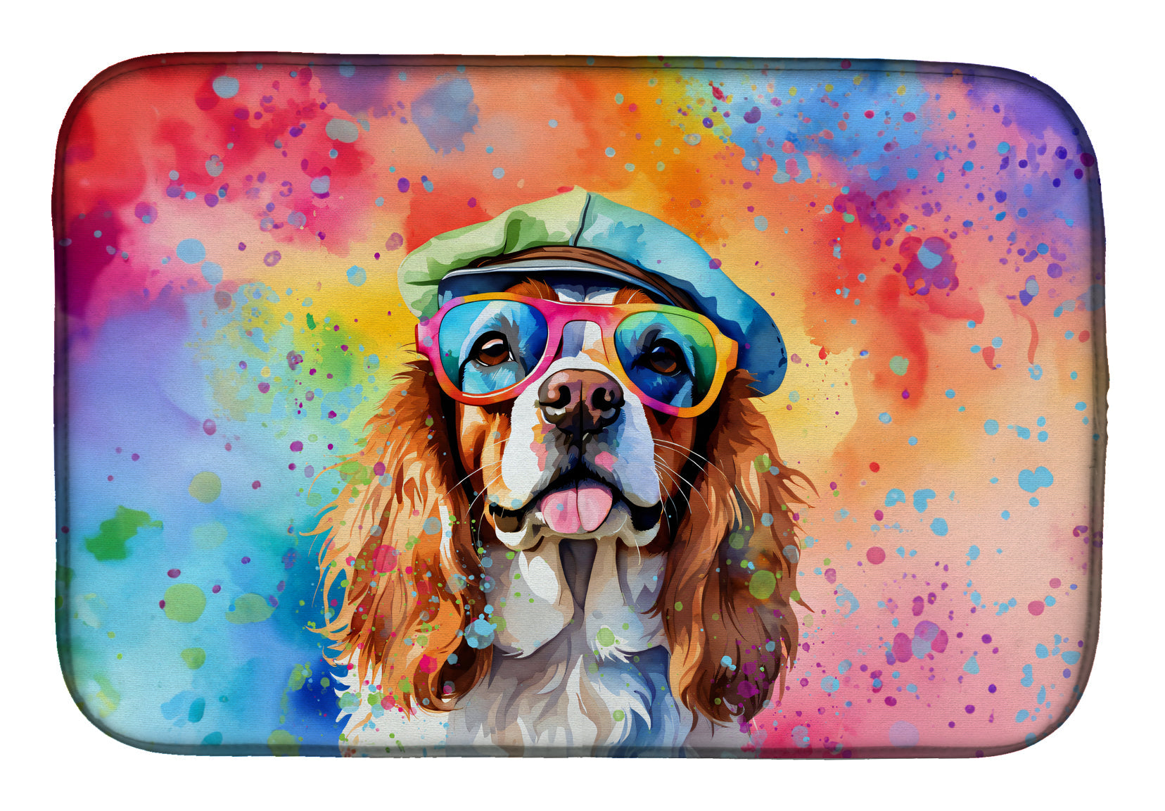 Cavalier Spaniel Hippie Dawg Dish Drying Mat